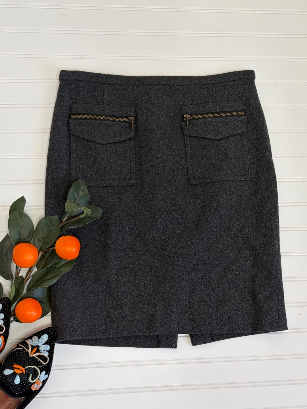J. Crew Wool Patch Pocket The Pencil Skirt